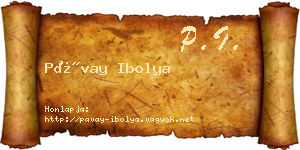 Pávay Ibolya névjegykártya